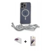 MARSİLYAN™- iPhone 13 Pro Max Kılıf Eksen Özel Seri - Siyah Bilvis 3D Mat Cam Ekran Koruyucu + Pers Alüminyum Kamera Lens - GI
