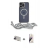 MARSİLYAN™- iPhone 13 Pro Max Kılıf Eksen Özel Seri - Siyah Bilvis 3D Mat Cam Ekran Koruyucu + Rainbow Kamera Lens Koruma Cam - MR