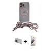 MARSİLYAN™- iPhone 13 Pro Max Kılıf Eksen Özel Seri - Siyah Bilvis 3D Mat Cam Ekran Koruyucu + Rainbow Kamera Lens Koruma Cam - MI