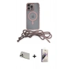 MARSİLYAN™- iPhone 13 Pro Max Kılıf Eksen Özel Seri - Siyah Bilvis 3D Mat Cam Ekran Koruyucu + Rainbow Kamera Lens Koruma Cam - BZ