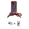 MARSİLYAN™- iPhone 13 Pro Max Kılıf Eksen Özel Seri - Siyah Bilvis 3D Mat Cam Ekran Koruyucu + Rainbow Kamera Lens Koruma Cam - MI