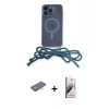 MARSİLYAN™- iPhone 13 Pro Max Kılıf Eksen Özel Seri - Siyah Bilvis 3D Mat Cam Ekran Koruyucu + Renkli Kamera Lens Koruma Cam - TU