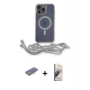MARSİLYAN™- iPhone 13 Pro Max Kılıf Eksen Özel Seri - Siyah Bilvis 3D Mat Cam Ekran Koruyucu + Renkli Kamera Lens Koruma Cam - PE