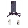 MARSİLYAN™- iPhone 13 Pro Max Kılıf Eksen Özel Seri - Siyah Bilvis 3D Mat Cam Ekran Koruyucu + Shine Kamera Lens - GD