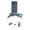 MARSİLYAN™- iPhone 13 Pro Max Kılıf Eksen Özel Seri - Siyah Bilvis 3D Mat Cam Ekran Koruyucu + Renkli Kamera Lens Koruma Cam - YL