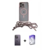 MARSİLYAN™- iPhone 13 Pro Max Kılıf Eksen Özel Seri - Siyah Bilvis 5in1 3D Magic Cam Ekran Koruyucu + Neon Fosforlu Kamera Lens - BZ