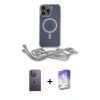 MARSİLYAN™- iPhone 13 Pro Max Kılıf Eksen Özel Seri - Siyah Bilvis 5in1 3D Magic Cam Ekran Koruyucu + Neon Fosforlu Kamera Lens - BZ