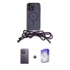MARSİLYAN™- iPhone 13 Pro Max Kılıf Eksen Özel Seri - Siyah Bilvis 5in1 3D Magic Cam Ekran Koruyucu + Neon Fosforlu Kamera Lens - BZ