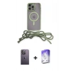 MARSİLYAN™- iPhone 13 Pro Max Kılıf Eksen Özel Seri - Siyah Bilvis 5in1 3D Magic Cam Ekran Koruyucu + Neon Fosforlu Kamera Lens - BZ