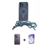 MARSİLYAN™- iPhone 13 Pro Max Kılıf Eksen Özel Seri - Siyah Bilvis 5in1 3D Magic Cam Ekran Koruyucu + Neon Fosforlu Kamera Lens - BZ