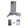 MARSİLYAN™- iPhone 13 Pro Max Kılıf Eksen Özel Seri - Siyah Bilvis 5in1 3D Magic Cam Ekran Koruyucu + Neon Fosforlu Kamera Lens - BZ