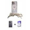 MARSİLYAN™- iPhone 13 Pro Max Kılıf Eksen Özel Seri - Siyah Bilvis 5in1 3D Magic Cam Ekran Koruyucu + Neon Fosforlu Kamera Lens - BZ
