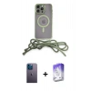 MARSİLYAN™- iPhone 13 Pro Max Kılıf Eksen Özel Seri - Siyah Bilvis 5in1 3D Magic Cam Ekran Koruyucu + Mavi Neon Fosforlu Kamera Lens