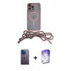 MARSİLYAN™- iPhone 13 Pro Max Kılıf Eksen Özel Seri - Siyah Bilvis 5in1 3D Magic Cam Ekran Koruyucu + Mavi Neon Fosforlu Kamera Lens