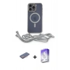 MARSİLYAN™- iPhone 13 Pro Max Kılıf Eksen Özel Seri - Siyah Bilvis 5in1 3D Magic Cam Ekran Koruyucu + Pembe Renkli Kamera Lens Koruma Cam