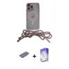 MARSİLYAN™- iPhone 13 Pro Max Kılıf Eksen Özel Seri - Siyah Bilvis 5in1 3D Magic Cam Ekran Koruyucu + Pembe Renkli Kamera Lens Koruma Cam