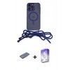 MARSİLYAN™- iPhone 13 Pro Max Kılıf Eksen Özel Seri - Siyah Bilvis 5in1 3D Magic Cam Ekran Koruyucu + Pembe Renkli Kamera Lens Koruma Cam