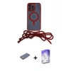 MARSİLYAN™- iPhone 13 Pro Max Kılıf Eksen Özel Seri - Siyah Bilvis 5in1 3D Magic Cam Ekran Koruyucu + Pembe Renkli Kamera Lens Koruma Cam