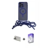 MARSİLYAN™- iPhone 13 Pro Max Kılıf Eksen Özel Seri - Siyah Bilvis 5in1 3D Magic Cam Ekran Koruyucu + Rainbow Kamera Lens Koruma Cam - BZ