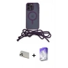 MARSİLYAN™- iPhone 13 Pro Max Kılıf Eksen Özel Seri - Siyah Bilvis 5in1 3D Magic Cam Ekran Koruyucu + Rainbow Kamera Lens Koruma Cam - BZ