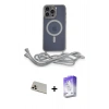 MARSİLYAN™- iPhone 13 Pro Max Kılıf Eksen Özel Seri - Siyah Bilvis 5in1 3D Magic Cam Ekran Koruyucu + Rainbow Kamera Lens Koruma Cam - REGD