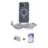 MARSİLYAN™- iPhone 13 Pro Max Kılıf Eksen Özel Seri - Siyah Bilvis 5in1 3D Magic Cam Ekran Koruyucu + Rainbow Kamera Lens Koruma Cam - BZ
