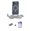 MARSİLYAN™- iPhone 13 Pro Max Kılıf Eksen Özel Seri - Siyah Bilvis 5in1 3D Magic Cam Ekran Koruyucu + Renkli Kamera Lens Koruma Cam - YL