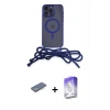 MARSİLYAN™- iPhone 13 Pro Max Kılıf Eksen Özel Seri - Siyah Bilvis 5in1 3D Magic Cam Ekran Koruyucu + Renkli Kamera Lens Koruma Cam - YL