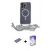 MARSİLYAN™- iPhone 13 Pro Max Kılıf Eksen Özel Seri - Siyah Bilvis 5in1 3D Magic Cam Ekran Koruyucu + Renkli Kamera Lens Koruma Cam - MI