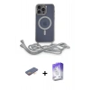 MARSİLYAN™- iPhone 13 Pro Max Kılıf Eksen Özel Seri - Siyah Bilvis 5in1 3D Magic Cam Ekran Koruyucu + Renkli Kamera Lens Koruma Cam - TU