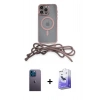 MARSİLYAN™- iPhone 13 Pro Max Kılıf Eksen Özel Seri - Siyah Bilvis 5in1 5D Magic Hayalet Cam Ekran Koruyucu + Neon Fosforlu Kamera Lens - MI