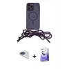 MARSİLYAN™- iPhone 13 Pro Max Kılıf Eksen Özel Seri - Siyah Bilvis 5in1 5D Magic Hayalet Cam Ekran Koruyucu + Pers Alüminyum Kamera Lens - LT