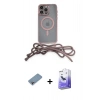 MARSİLYAN™- iPhone 13 Pro Max Kılıf Eksen Özel Seri - Siyah Bilvis 5in1 5D Magic Hayalet Cam Ekran Koruyucu + Gökkuşağı Shine Kamera Lens Koruma Cam