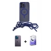 MARSİLYAN™- iPhone 13 Pro Max Kılıf Eksen Özel Seri - Siyah Bilvis 5in1 5D Magic Hayalet Cam Ekran Koruyucu + Neon Fosforlu Kamera Lens - MI