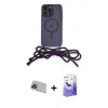 MARSİLYAN™- iPhone 13 Pro Max Kılıf Eksen Özel Seri - Siyah Bilvis 5in1 5D Magic Hayalet Cam Ekran Koruyucu + Rainbow Kamera Lens Koruma Cam - MI