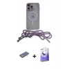 MARSİLYAN™- iPhone 13 Pro Max Kılıf Eksen Özel Seri - Siyah Bilvis 5in1 5D Magic Hayalet Cam Ekran Koruyucu + Renkli Kamera Lens Koruma Cam - YL