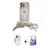 MARSİLYAN™- iPhone 13 Pro Max Kılıf Eksen Özel Seri - Siyah Bilvis 5in1 5D Magic Hayalet Cam Ekran Koruyucu + Shine Kamera Lens - GD