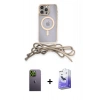 MARSİLYAN™- iPhone 13 Pro Max Kılıf Eksen Özel Seri - Siyah Bilvis 5in1 5D Magic Hayalet Cam Ekran Koruyucu + Neon Fosforlu Kamera Lens - YL