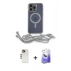 MARSİLYAN™- iPhone 13 Pro Max Kılıf Eksen Özel Seri - Siyah Bilvis 5in1 5D Magic Hayalet Cam Ekran Koruyucu + Shine Kamera Lens - GD