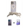 MARSİLYAN™- iPhone 13 Pro Max Kılıf Eksen Özel Seri - Siyah Bilvis 5in1 5D Magic Hayalet Cam Ekran Koruyucu + Neon Fosforlu Kamera Lens - MI