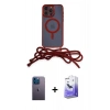 MARSİLYAN™- iPhone 13 Pro Max Kılıf Eksen Özel Seri - Siyah Bilvis 5in1 5D Magic Hayalet Cam Ekran Koruyucu + Neon Fosforlu Kamera Lens - MI