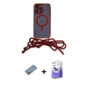 MARSİLYAN™- iPhone 13 Pro Max Kılıf Eksen Özel Seri - Siyah Bilvis 5in1 5D Magic Hayalet Cam Ekran Koruyucu + Gökkuşağı Shine Kamera Lens Koruma Cam