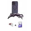 MARSİLYAN™- iPhone 13 Pro Max Kılıf Eksen Özel Seri - Siyah Bilvis 5in1 5D Magic Hayalet Cam Ekran Koruyucu + Kırmızı Pers Alüminyum Kamera Lens