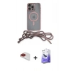 MARSİLYAN™- iPhone 13 Pro Max Kılıf Eksen Özel Seri - Siyah Bilvis 5in1 5D Magic Hayalet Cam Ekran Koruyucu + Kırmızı Pers Alüminyum Kamera Lens