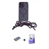 MARSİLYAN™- iPhone 13 Pro Max Kılıf Eksen Özel Seri - Siyah Bilvis 5in1 5D Magic Hayalet Cam Ekran Koruyucu + Renkli Kamera Lens Koruma Cam - SI
