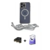 MARSİLYAN™- iPhone 13 Pro Max Kılıf Eksen Özel Seri - Siyah Bilvis 5in1 5D Magic Hayalet Cam Ekran Koruyucu + Raze Metal Kamera Lens - GD