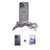 MARSİLYAN™- iPhone 13 Pro Max Kılıf Eksen Özel Seri - Siyah Bilvis 5in1 5D Magic Hayalet Cam Ekran Koruyucu + Neon Fosforlu Kamera Lens - MI