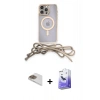 MARSİLYAN™- iPhone 13 Pro Max Kılıf Eksen Özel Seri - Siyah Bilvis 5in1 5D Magic Hayalet Cam Ekran Koruyucu + Gold Pers Alüminyum Kamera Lens