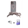 MARSİLYAN™- iPhone 13 Pro Max Kılıf Eksen Özel Seri - Siyah Bilvis 5in1 5D Magic Hayalet Cam Ekran Koruyucu + Pers Alüminyum Kamera Lens - SABE