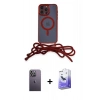 MARSİLYAN™- iPhone 13 Pro Max Kılıf Eksen Özel Seri - Siyah Bilvis 5in1 5D Magic Hayalet Cam Ekran Koruyucu + Neon Fosforlu Kamera Lens - BZ